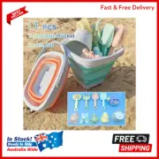11 Piece Silicone Beach Bucket Play Set Kids Toy with Shovel Sand Moulds
