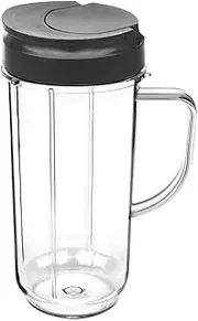 [Anbige] Replacement Part Flip Top To-go Lids + 22oz Tall cups With Handle for Magic Bullet 250w On-The-Go Mugs & Cups Blender Juicer Mixer (22OZ Mug)