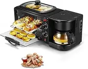 Breakfast Station Multifunctional Oven Electric 3 in 1 Household Breakfast Machine with Coffee Maker and Griddle for Family Breakfast Afternoon Tea Supper Black (Color : Black, Size : with a Cover)
