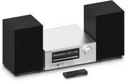 100W Bluetooth Stereo Shelf System, CD Player, FM Radio, Backlit LCD Silver