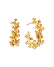 Capucine De Wulf Meadow Pave Flower Hoop Earrings in 18K Gold Plated