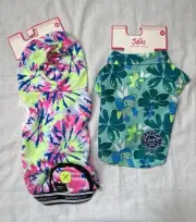 Justice Pet Polyester Floral Dog Hawaiian Camp Shirt & Tie Dye Sweatshirt, XS