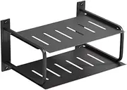 JISADER Two-Tier Projector Shelf for Wall Organizer with Cable Management for Living Room, Black