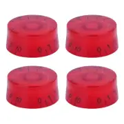 4Pcs Acrylic Bass Knob Guitar Knobs Volume Tone Control Knobs Red Black numbers