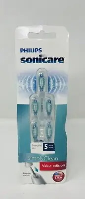 PHILIPS SONICARE Simply Clean 5 Brush Heads Standard Size Snap On NEW