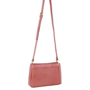 Pierre Cardin Women's Leather Perforated Shoulder Crossbody Bag 24cm Marsala