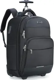 Rolling Backpack, 30L Travel Laptop Backpack with Wheels, 15.6 Inch Roller Carry