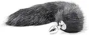 Sexy Fox Tail Cosplay Anal Plug Anal Butt Plug Adult Sex Toys for Women Men Couple Stainless Steel Anal Plug (Grey)