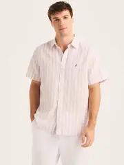Linen-Blend Short Sleeve Shirt