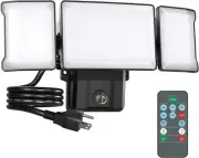 Olafus 60W Plug in Flood Lights Dusk to Dawn Outdoor Lighting, 6000LM LED Securi