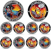 10PCS Skull Dumpster Fire Challenge Coin - The Strongest Steel is Forged Dumpster Fire Coin - Emotional Support This is Fine Chip - Funny Desk Accessories for Work - Inspirational Gifts for Men Women