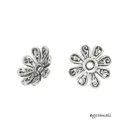 4 Antiqued Sterling Silver Daisy Flower Bead Cap Beads 10mm #99027