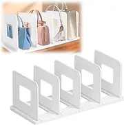 Purse Organizer for Closet 2Pcs Handbag Shelf Divider Plastic Purse Dividers Adjustable Purse Storage Organizer with 4Compartments Dividers Rack Purse Bag Organizer Divider for Closet Purse (White)