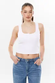[Supré] Supré - Hailey Henley Tank - White 2XS WHITE