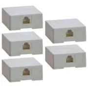 5x 1 Port Telephone Phone Surface Mount Box Wall Plate Jack RJ12 RJ11 6P6C White