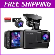 Compact Dual Dash Cam with 2.5K Front, 1080P Rear, G-Sensor & Parking Monitor