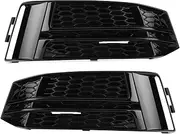 1 Pair Front Fog Light Grill Compatible For AUDI S4 A4 B9 S-Line 2016-2018 Honeycomb Style Front Fog Lamp Mesh Grille Cover Car Accessories(Honeycomb Black)