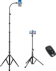 81 Tall Flexible iPhone Tripod with 17 Gooseneck and Remote - Compatible with iPhone 13 Pro Max, 13 Pro, 12 Pro Max and Android Phones