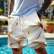 Men's Geometric Abstract Art Waffle Shorts Sweat Shorts Casual Shorts Mid Waist Fashion Casual Vacation Jogging Workout Elastic Drawstring Waist Shorts with Po