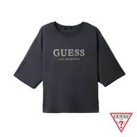 在飛比找momo購物網優惠-【GUESS】女裝 童趣玩心 塗鴉風 字標 LOGO 短版 