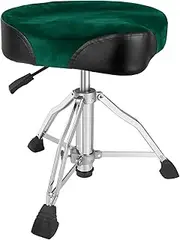 AKLOT Saddle Drum Throne, Hydraulic Drum Throne, Heavy Duty Drum Seat, Height Adjustable Suede Drum Chair, Motorcycle Style Drum Stool for Adults Drummers Dark Green