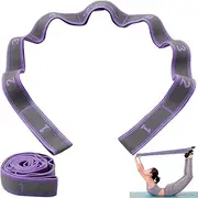 45inch Stretch Band, Yoga Strap 9 Loop Elastic Dual Layer Numbered Unisex Stretch Band Polyester Cotton Odor-free Yoga Accessories for 141-160cm Height Violet
