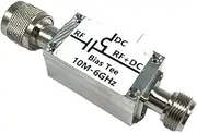 Roarrter 1 Piece RF Bias Bias Tee 10 MHz-6000 MHz 6G Hz Broadband Feeder RF Blocker Isolator and Head OF/HAM Radio RTL SDR LNA Amplifier Silver Metal