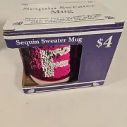 Sequin Sweater Mug 10oz BFF Red Cover Removable For Dishwasher