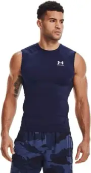 Under Armour Mens HeatGear Sleeveless Compression T-Shirt Blue Size XL JK206
