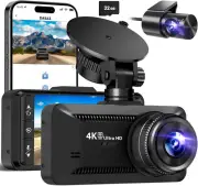 Dash Cam Front and Rear 4K/1080P, Dash Camera for Cars Build in Wifi, Full HD Da