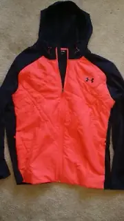 Under Armour UA Men 1355118-690 Orange Black Running Hooded Zip Jacket xxl $100