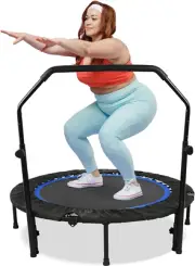 48" Mini Trampoline Rebounder Max Load 200KG, Fitness Trampolines with Adjustabl