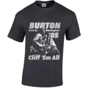 Cliff Burton Flag Retro T-Shirt Grey New