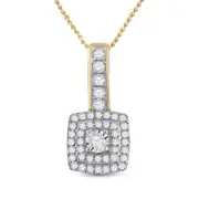 10k Yellow Gold Round Diamond Square Pendant 1/3 Cttw