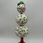 2007 Patricia Breen Chameleon Finial Holly 13" Tree Topper Green Red Pearl
