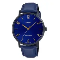 在飛比找森森購物網優惠-【CASIO 卡西歐】CASIO 指針男錶 皮革錶帶 藍色錶