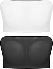 [iiniim] Bandeau Bra for Girls Underwear with Removable Padding Solid Color Strapless Tube Bra