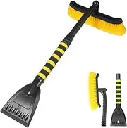 54CM Car 2-in-1 Snow Brush Ice Scraper, Extendable Detachable Snow Removal Tool for Windshield, Auto Comfortable Foam Grip & 360° Pivoting Brush Head for Cars Trucks SUVs Window