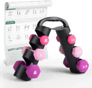 Set of 2 Neoprene Coated Dumbbell Hand Weights, Anti-Slip and Anti-Roll Hex Dumb