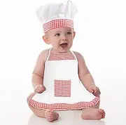 Notoke 2 Pieces Baby Chef Outfit for Boys, Cute Infant Chef Costume, with Chef Hat and Apron, Red and White Photo Prop Costume, for 6-24 Months Toddler, Boys Memory Photo