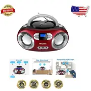 Multi-Functional CD Boombox with Bluetooth, USB, and FM Radio in Cherry Red