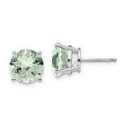 14k White Gold 10mm Round Green Quartz Earrings