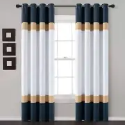 Alexander Color Block Light Filtering Window Curtain Panel Pair, 52"W x 84"L,...
