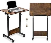 KOUPA Height Adjustable Mobile Standing Desk 16×24 in, 360° Flip Stand Home Office Table for Small Space Offices, Easy to Assemble (Rustic Brown Desktop)