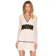 Bardot Bella Lace Cutout Mini Dress Limestone Cream Size 6