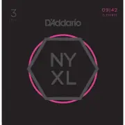 D'Addario NYXL0942 Electric Guitar Strings; Three sets (3-Pack) gauges 9-42