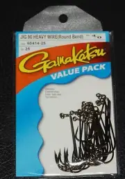 25 Pack Gamakatsu 60414-25 NS Black 90 Degree Heavy Wire Jig Hooks Size 4/0