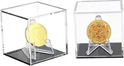 Kcgani Acrylic Coins Trophy Medal Display Case Box with Mini Easel Display Stands, Multiple Rings Storage Case for Championship Rings Challenge Coins Fossils Rocks Stones Chips