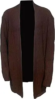 [Generic] Men Open Front Long Sleeve Knit Cardigan Shawl Collar Sweater with Pockets Shawl Collar Open Front Knit Sweater, Brown, X-Large