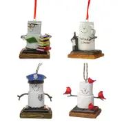 Catzon 4Pcs Snowman Police Acrylic Pendant Christmas Tree Ornament